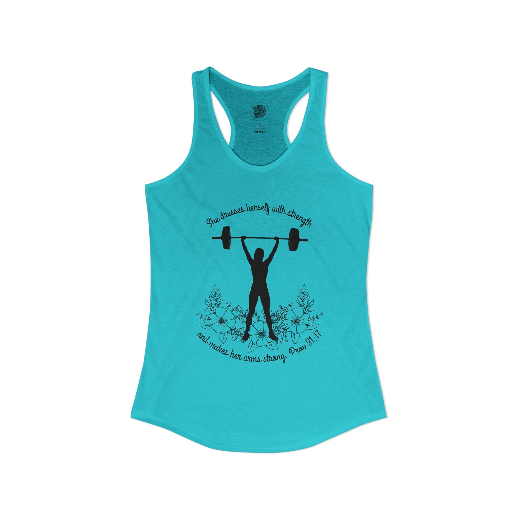 She dresses herself with strength tank top