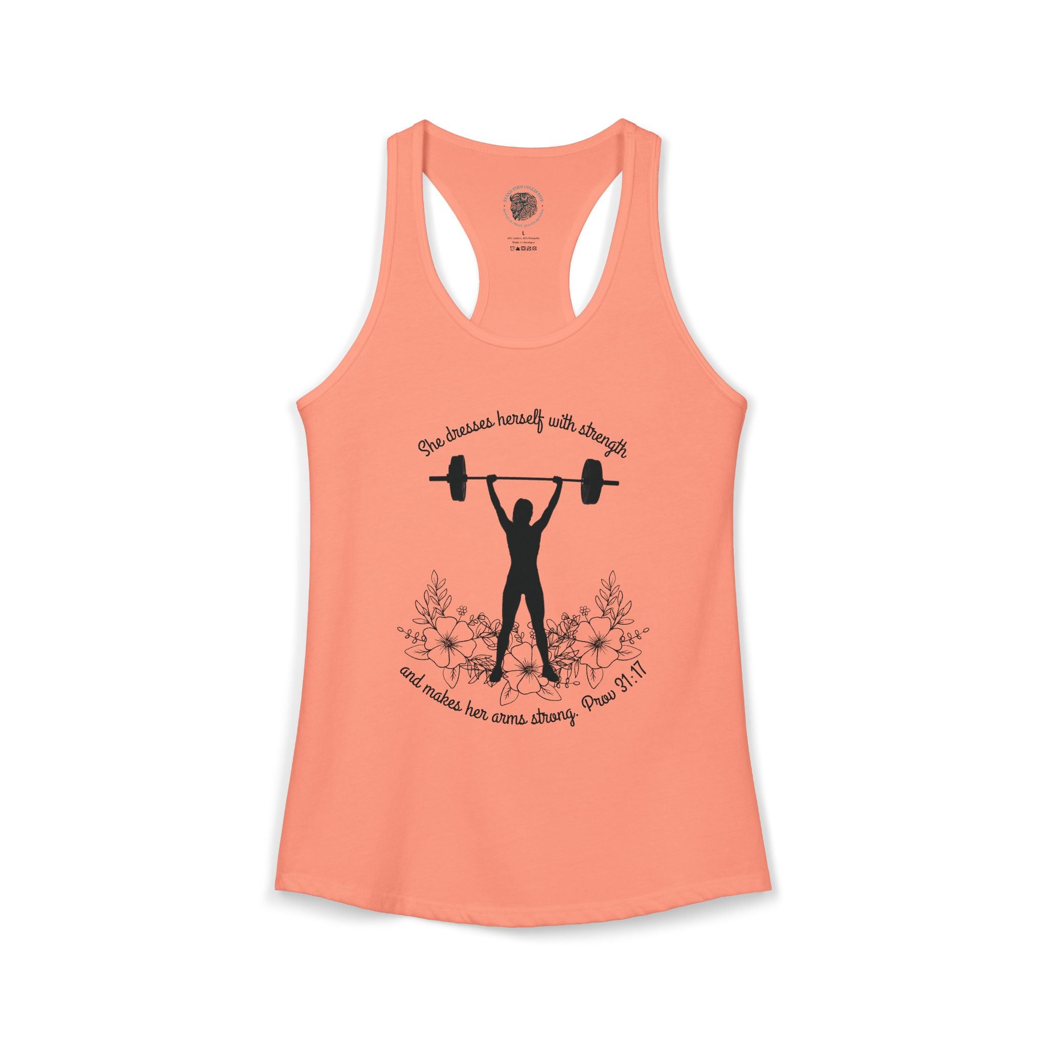 She dresses herself with strength tank top