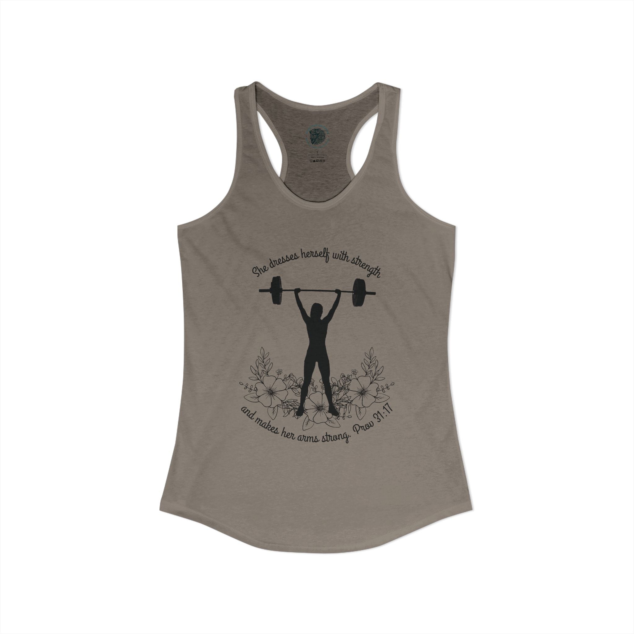 She dresses herself with strength tank top