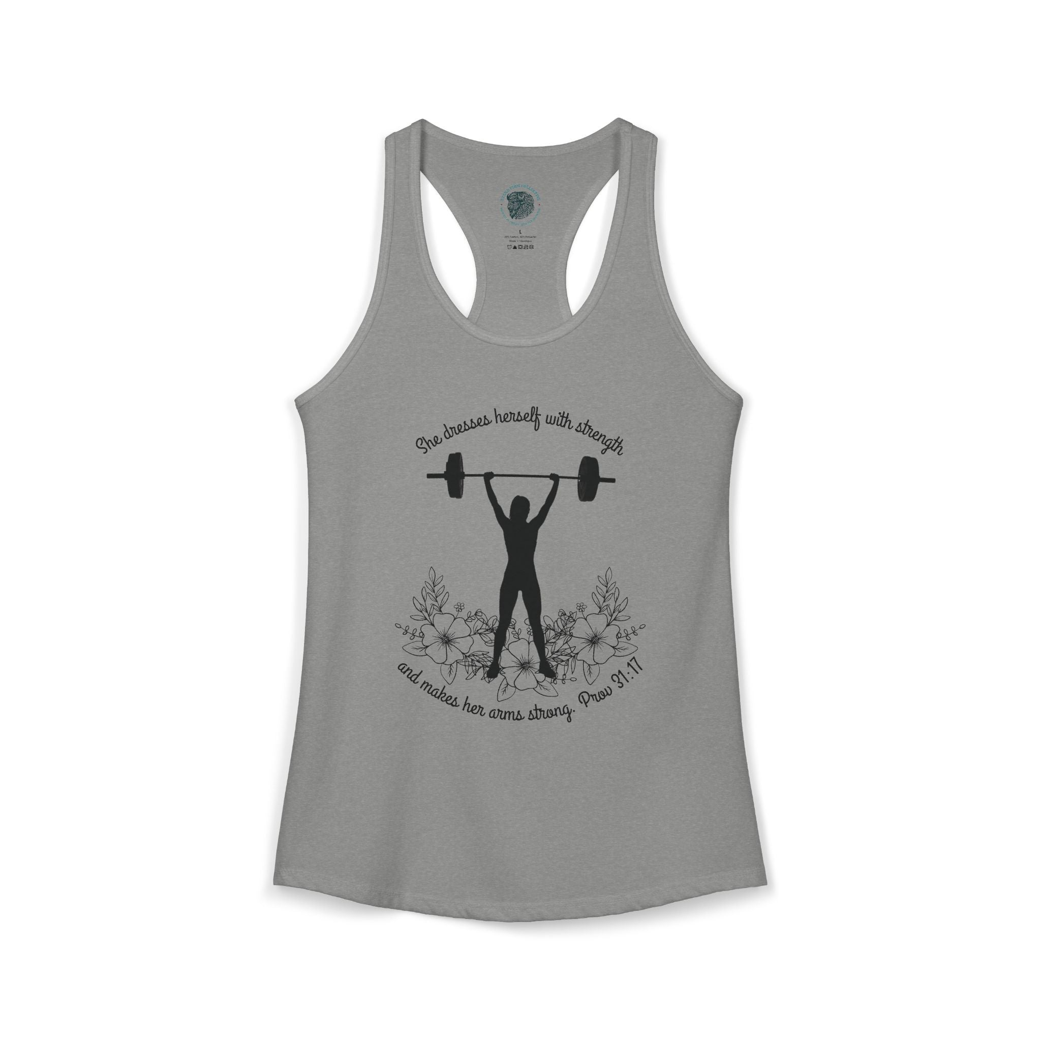 She dresses herself with strength tank top
