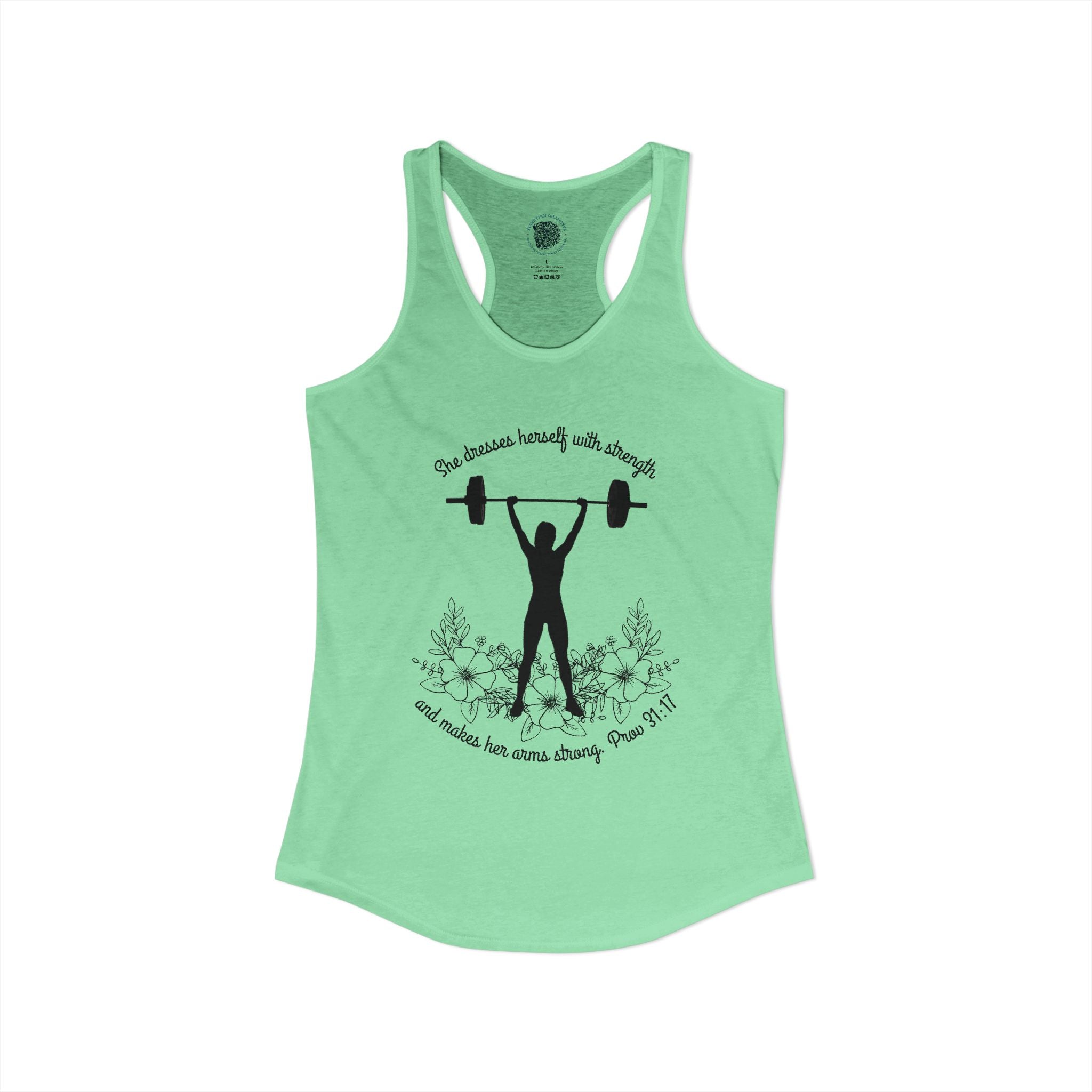She dresses herself with strength tank top