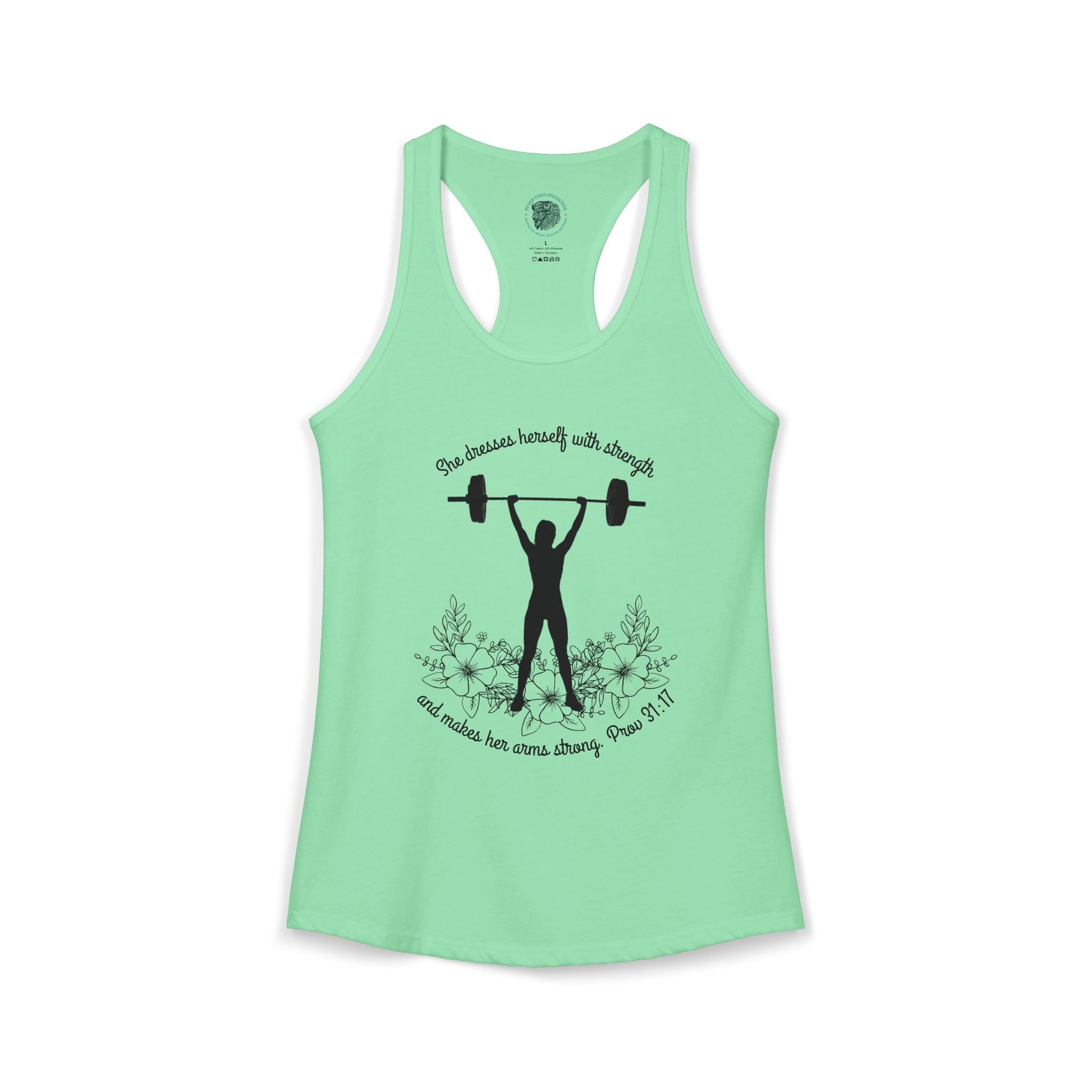 She dresses herself with strength tank top