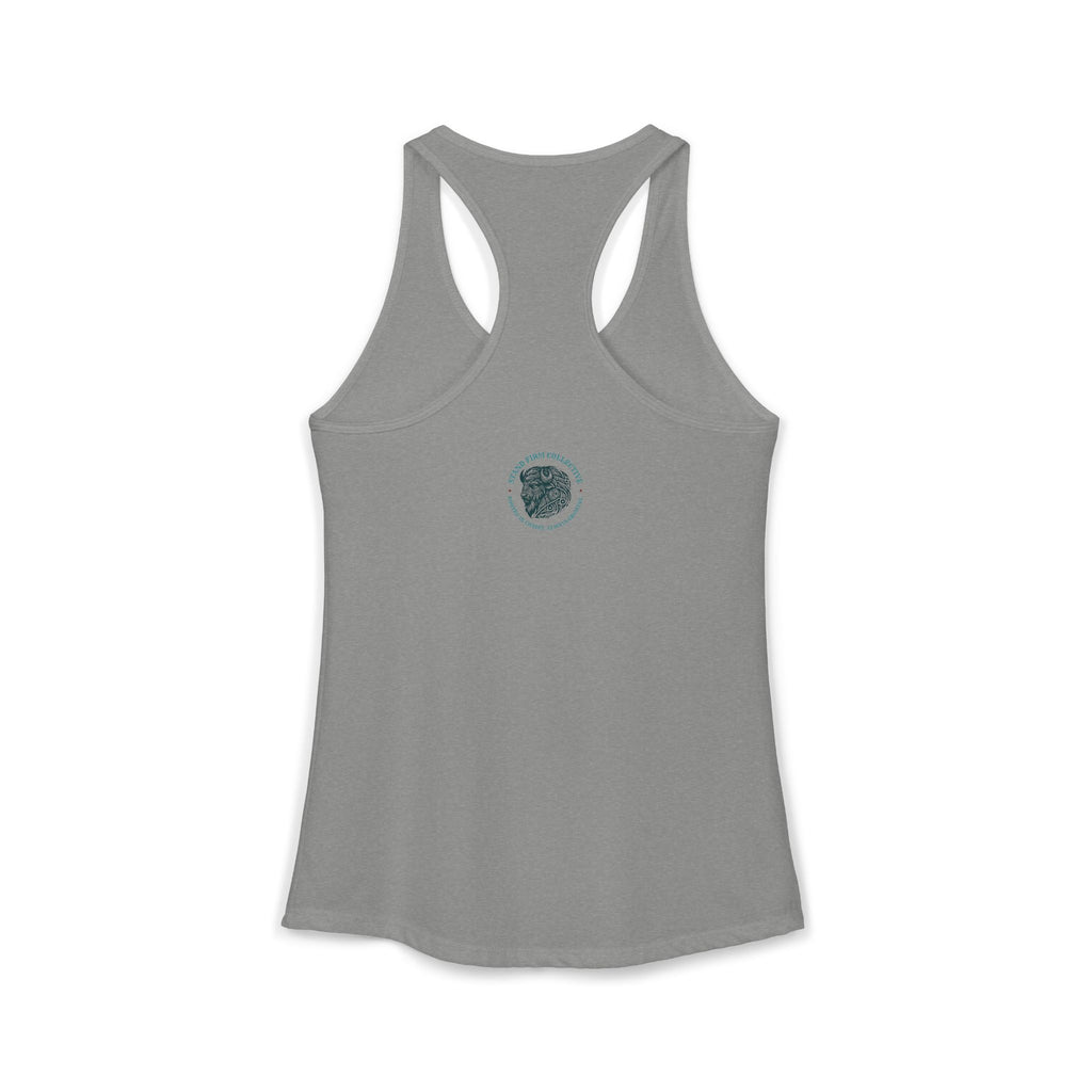 She dresses herself with strength tank top
