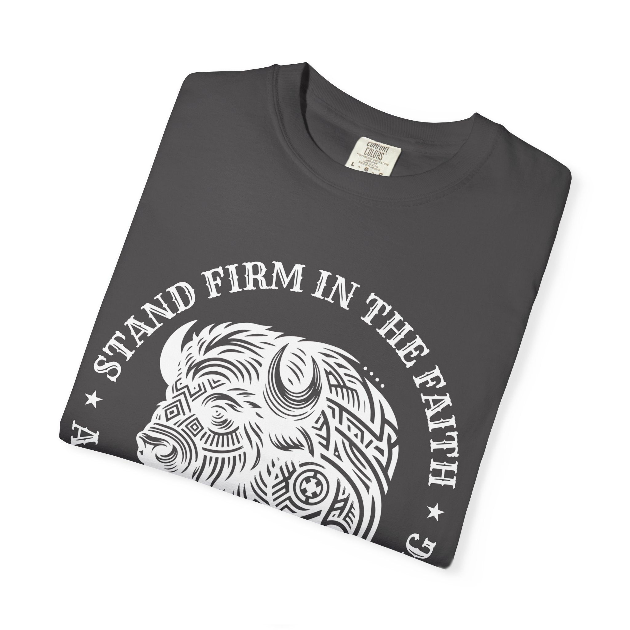 Stand Firm in the Faith Buffalo Illustration T-shirt | Act Like Men Be Strong