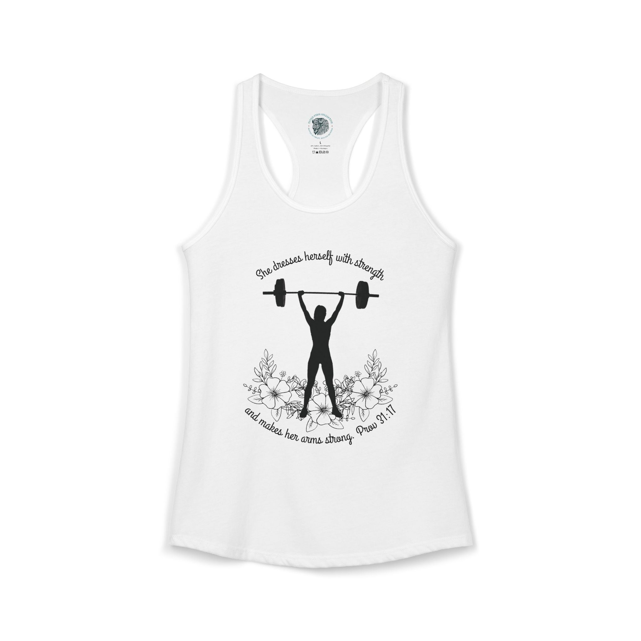 She dresses herself with strength tank top