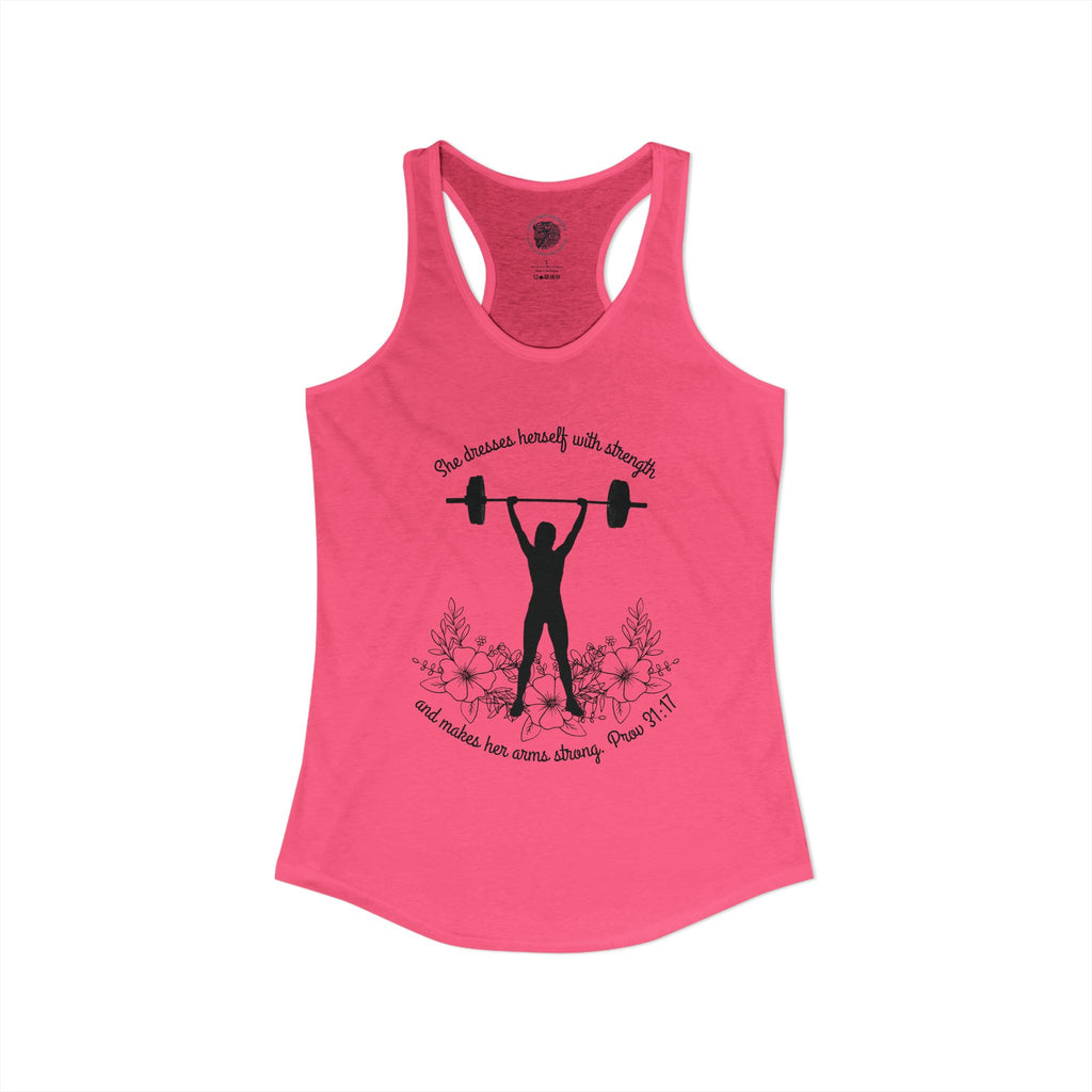 She dresses herself with strength tank top