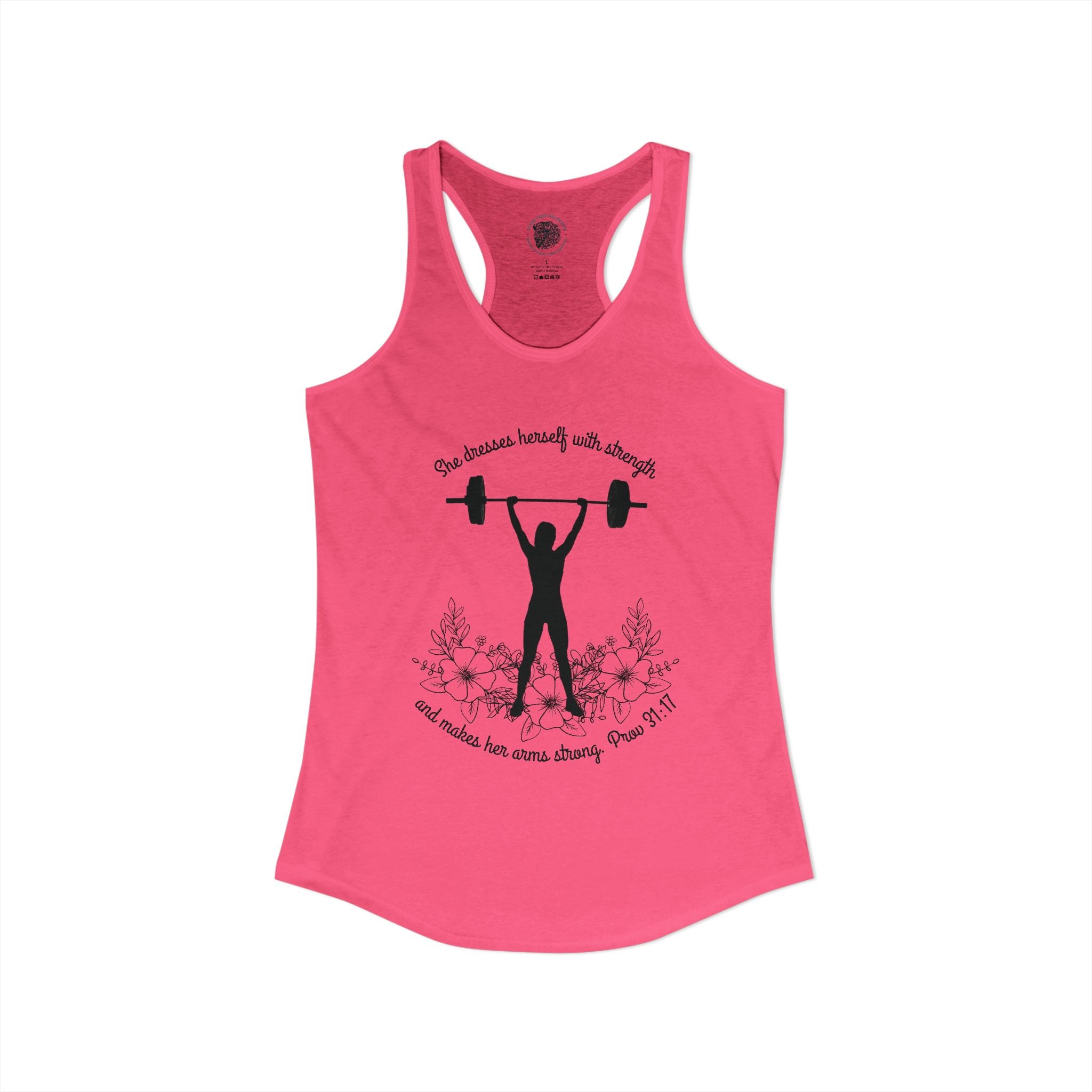 She dresses herself with strength tank top