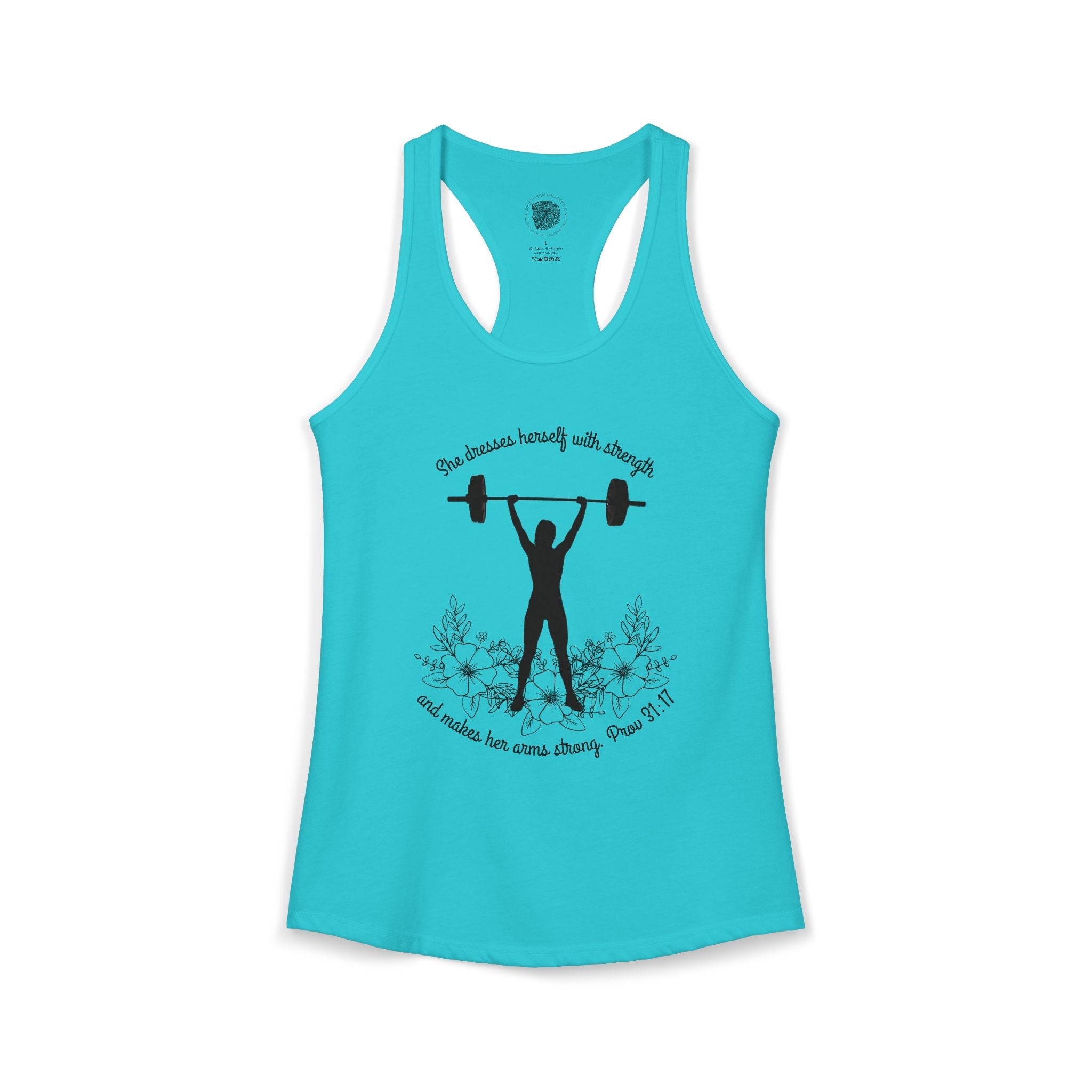 She dresses herself with strength tank top