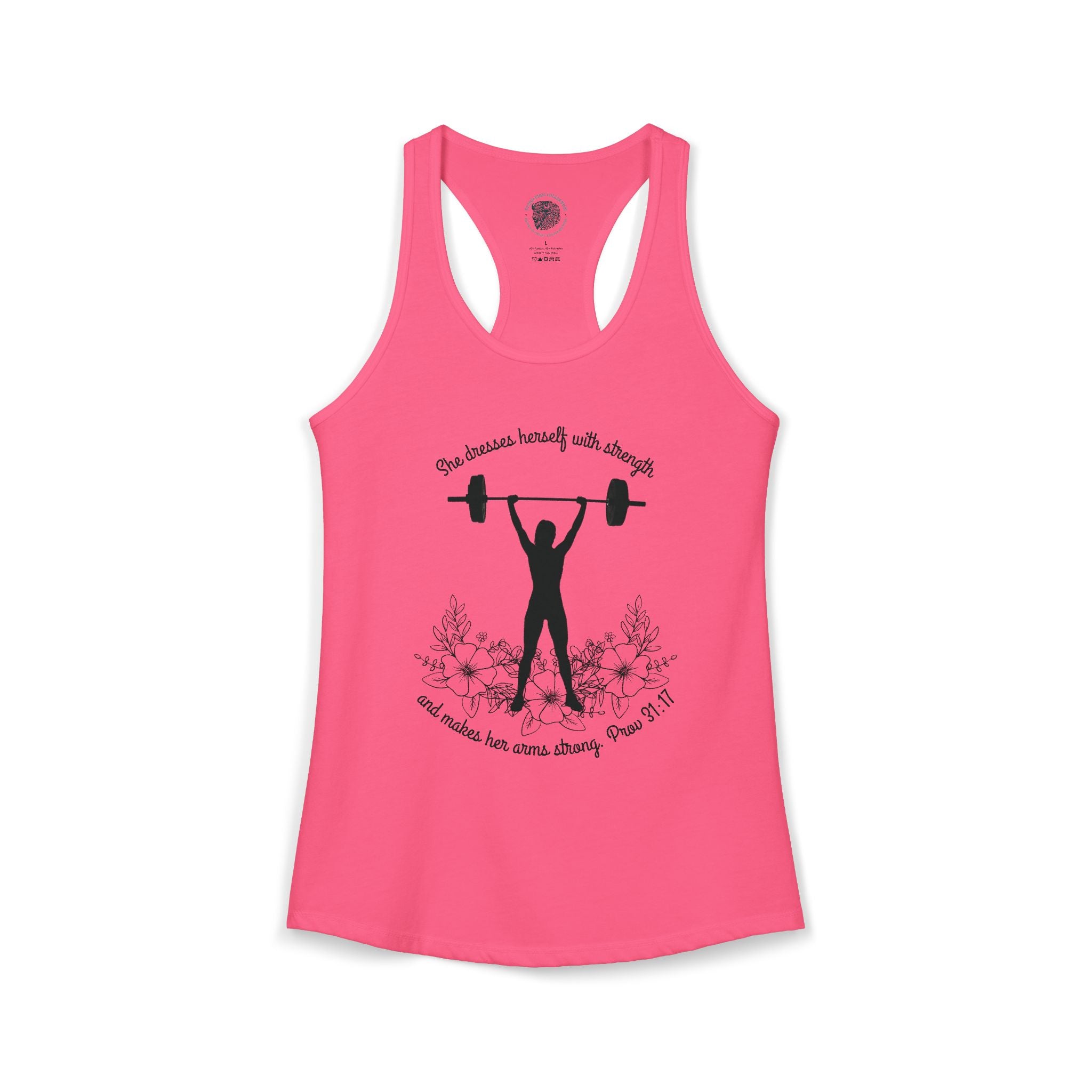 She dresses herself with strength tank top
