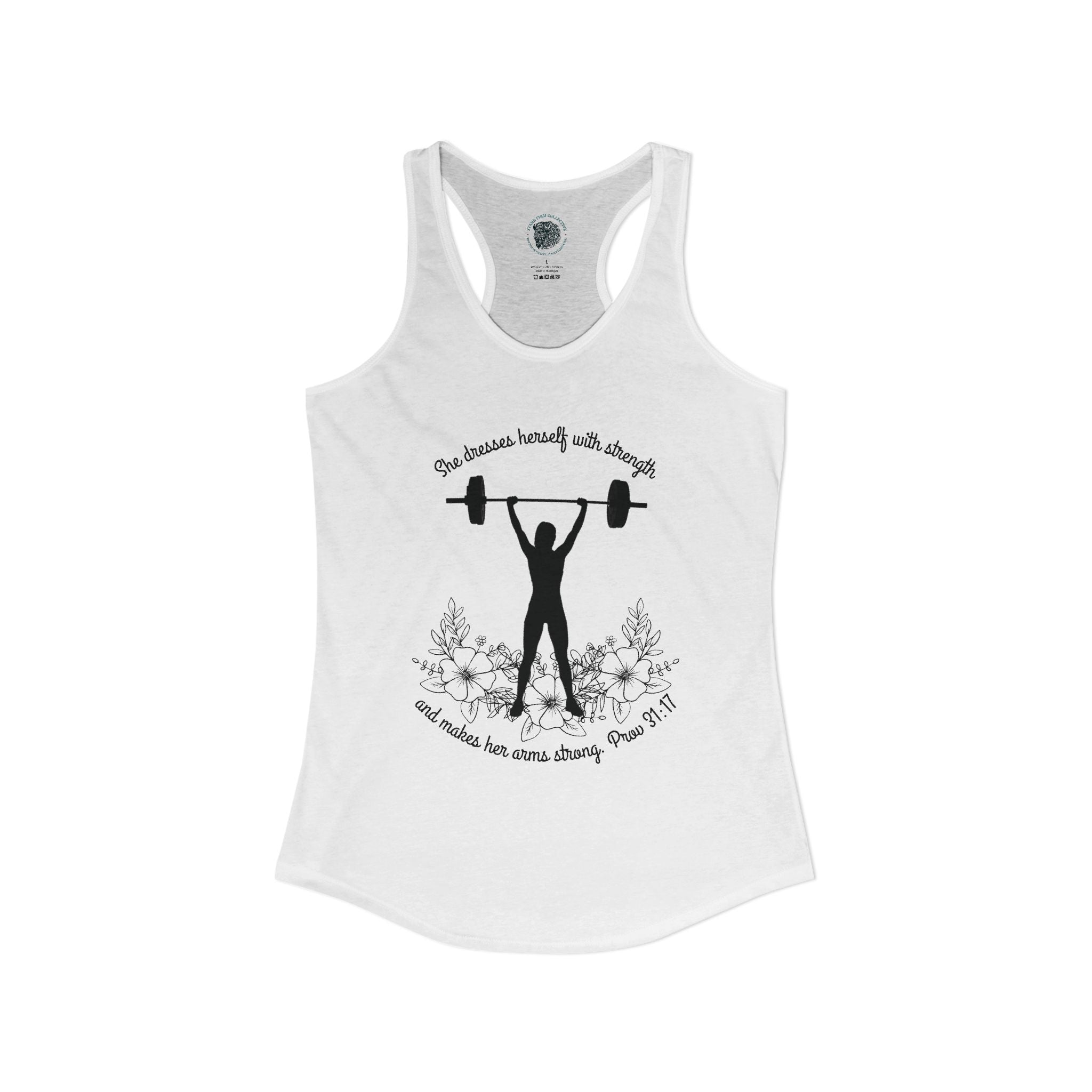 She dresses herself with strength tank top