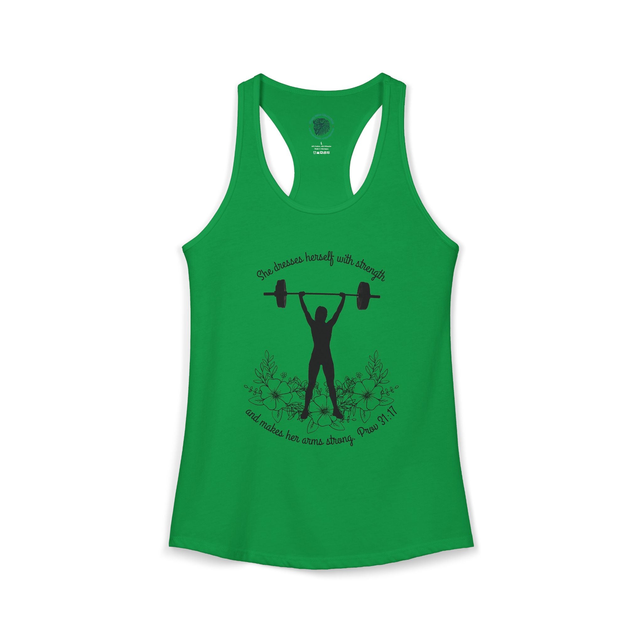 She dresses herself with strength tank top