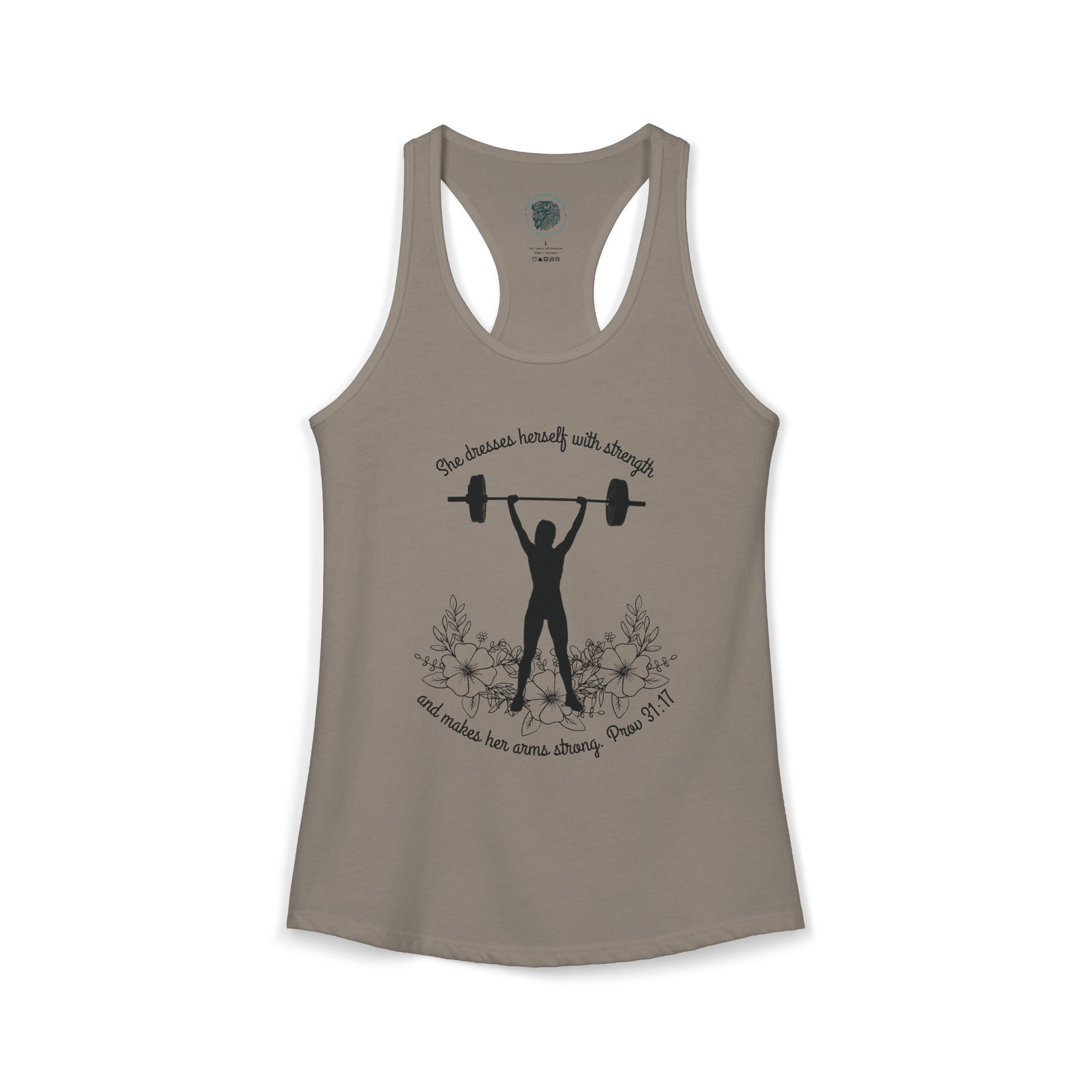 She dresses herself with strength tank top
